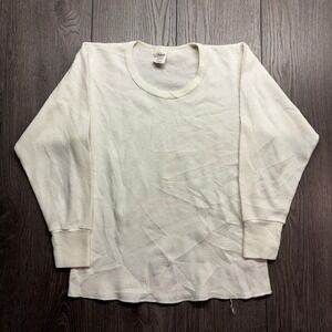 Vintage 80s Penbrooke Lane Thermal Shirt Mens Large Waffle Knit Cream Made USA